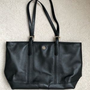 Tory Burch Black Leather Tote Bag